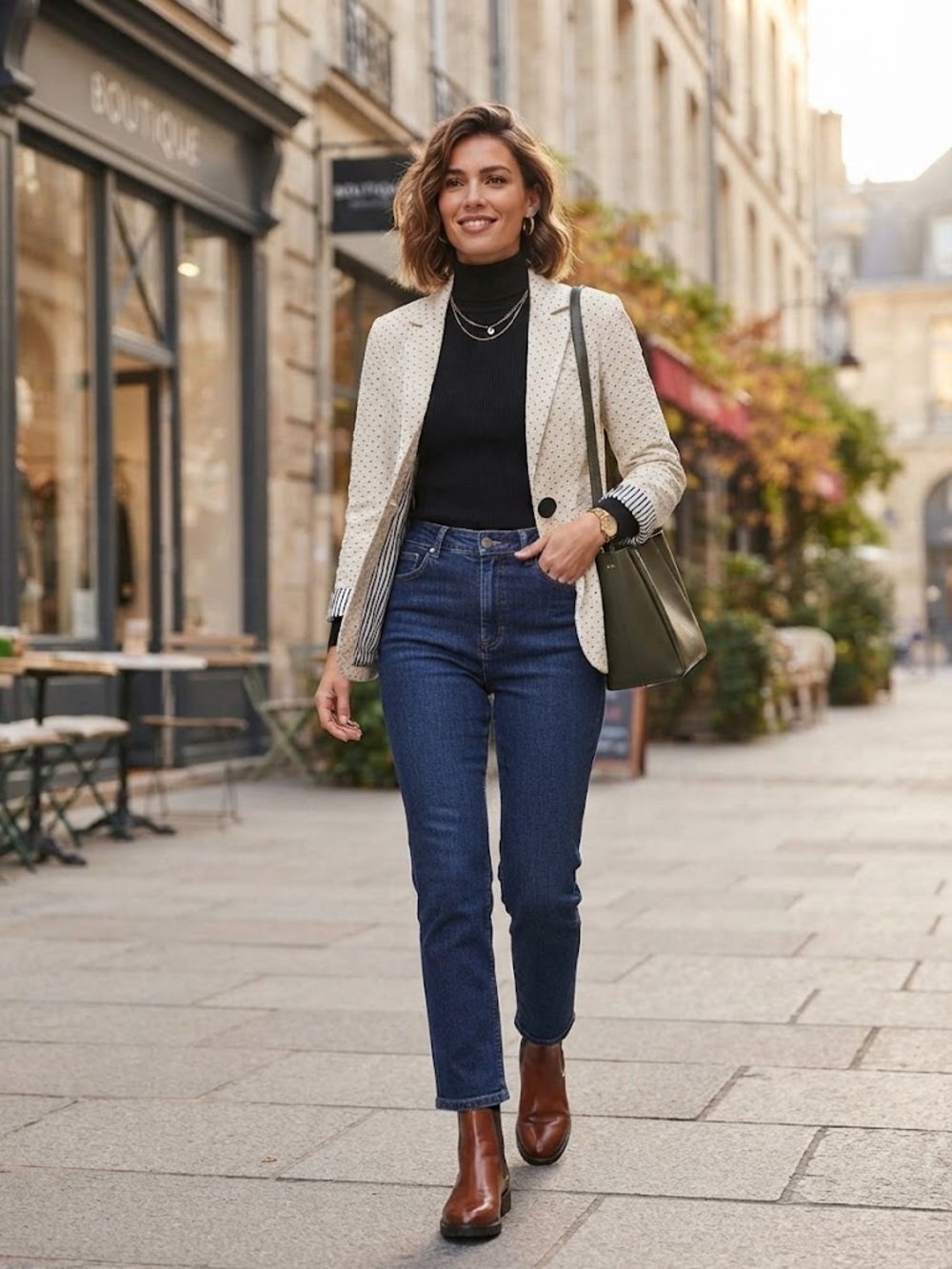 Lafayette 148 Cream and Black Polka Dot Blazer size 4